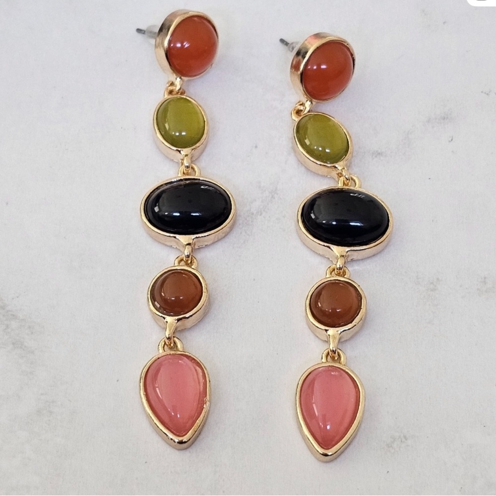 Elegant Multi-Color Drop Earrings - Picture 3 of 3